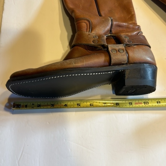 Camel brown heeled leather cowboy western boots with new soles had pull tabs - Picture 15 of 15